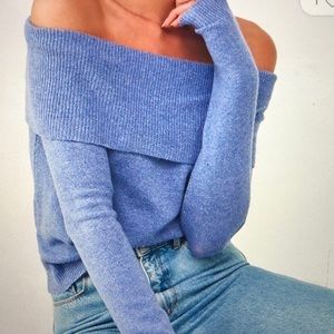 Blue off the shoulder forever 21 sweater